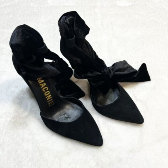 Kat Maconie Shoes - Kat Maconie Black Velvet Tie Pumps Women’s Size 5